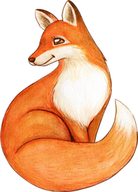 Watercolor Red Fox Sitting